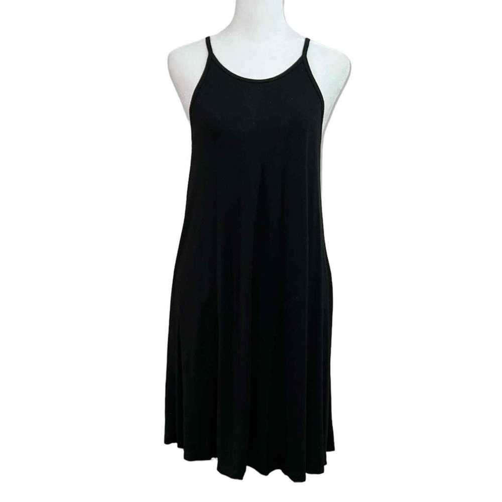 Old Navy Swing Dress Women XS Black Sleeveless High Neck Spaghetti Strap Mini